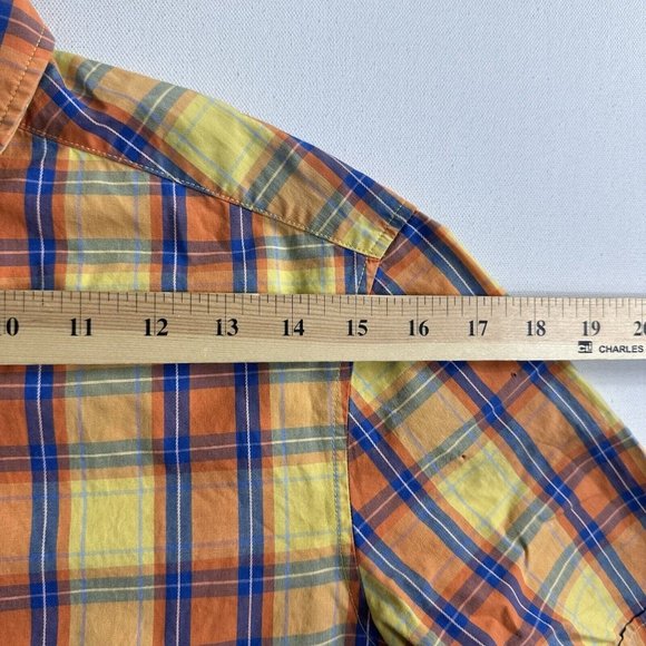 Boss Hugo Boss‎ Green Label Button-up Short Sleeve Plaid Shirt Cotton Size Small - Picture 6 of 12